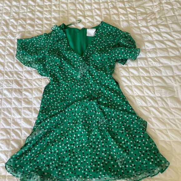 C/MEO Collective Loyalties Green Ruffled Wrap Mini Dress - Picture 5 of 13